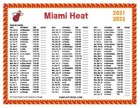 miami heat 2021 2022 schedule printable